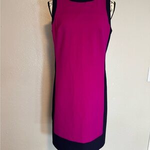 Ralph Lauren Magenta Sheath Dress with Black Side Panels